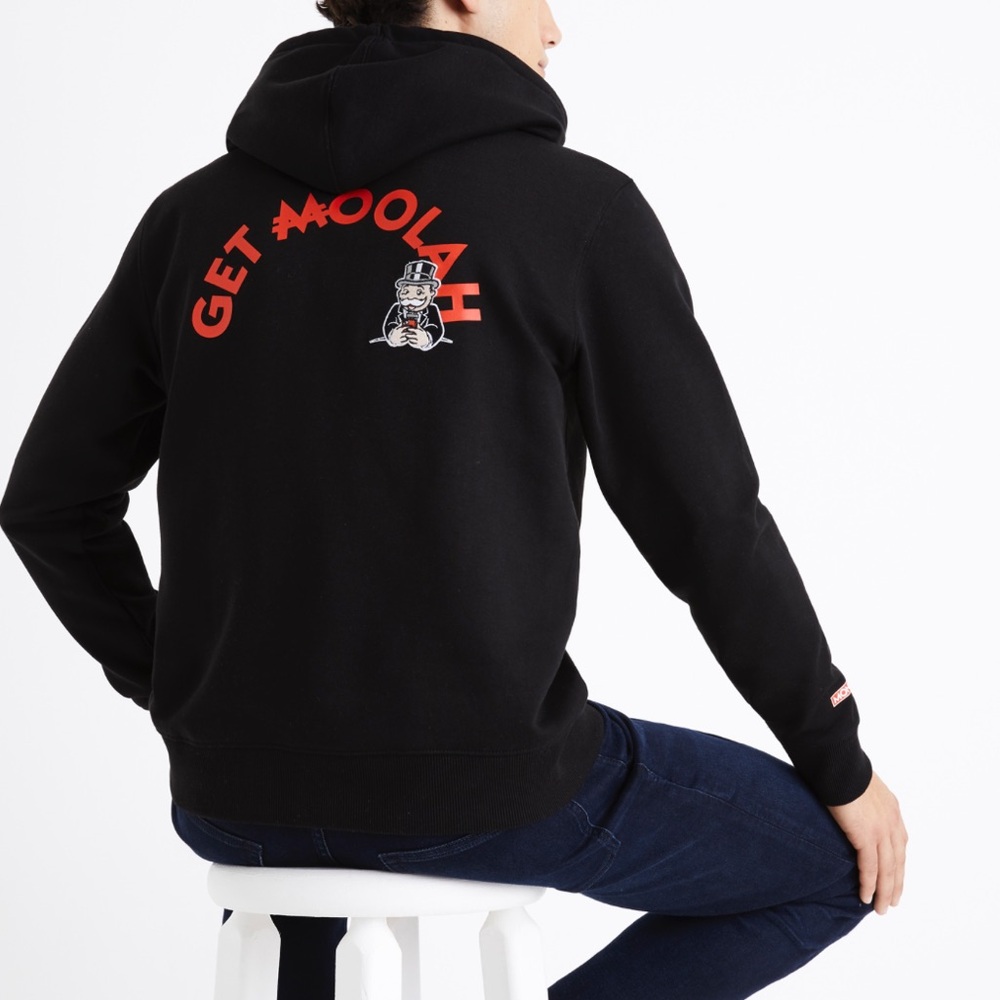 Celio Monopoly Black Hoodie with Graphic Detail